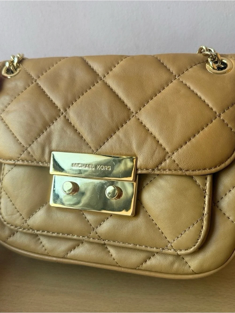 Brand New Michael Kors Quilted Tan Crossbody Bag